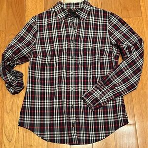 JCrew perfect shirt navy plaid sz 2